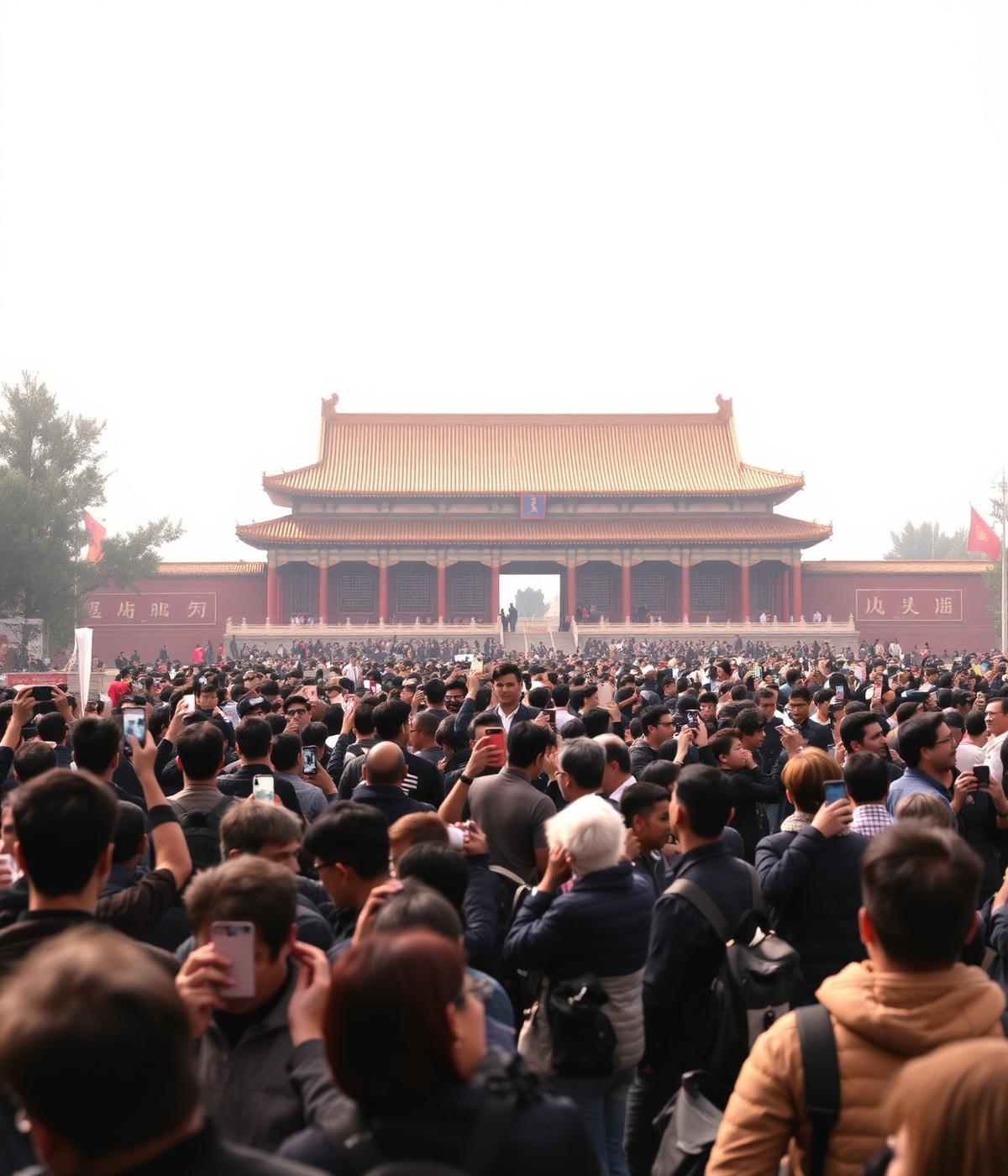 Crowded tourist scene at the Forbidden City